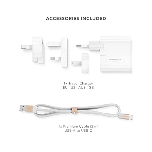 VONMÄHLEN Aura - bezprzewodowa ładowarka z certyfikatem Qi 15 W - z zasilaczem 4 w 1 18 W - bezprzewodowa ładowarka kompatybilna z iPhone, Airpods, Samsung, Huawei, Sony itd. (skóra różowe złoto) - obrazek 9