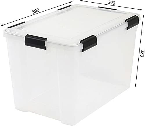 Iris Ohyama, Zestaw 2, Szczelne pudełko do przechowywania, 70 L, z klipsami, możliwość układania w stosy, garaż, piwnica, strych - Air Tight Box AT-LD - Przezroczysty - obrazek 3