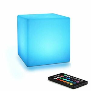 Mr.Go 10cm LED Cube Lampka Nocna z Pilot Zdalnego Sterowania, Ściemnialne Światło, 16 Kolorów Oświetlenia, RGB Zmiana Kolorów, Zasilanie Bateryjne