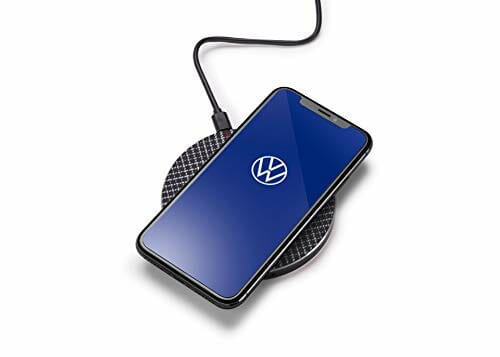 Volkswagen 5HV087625 ładowarka indukcyjna z obiciem materiałowym w stylu karo, standard Qi, czarna - obrazek 2