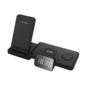 Bezprzewodowa ładowarka 30 W Stojak na telefon Zegarek Słuchawki Zegar Stacja dokująca szybkiego ładowania 4 w 1 (Color : B, Size : 1)