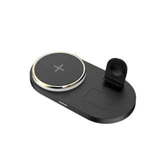 Bezprzewodowa ładowarka 4 w 1 Stojak 15 W Szybka bezprzewodowa stacja ładująca Kompatybilna z zegarkiem A-pple - iPhone 13Pro Max Z oświetleniem LED Wielofunkcyjny (Color : Noir)