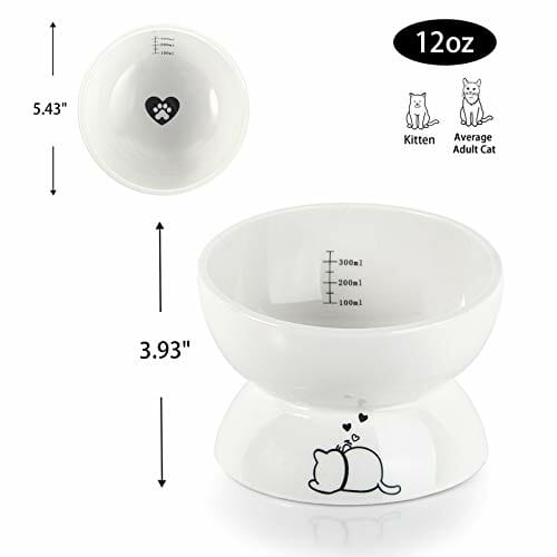 Burncalue Miska dla kota, miska na karmę, pokarm dla kotów, 30 ml, ceramiczna miska ze stojakiem, akcesoria dla kotów, ochrona przed przepływem zwrotnym, dla kotów i szczeniaków - obrazek 7