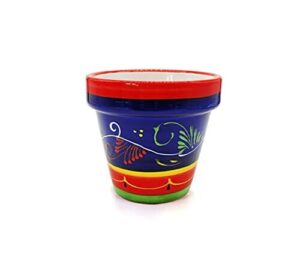 1 x Ręcznie malowana ceramiczna donica "Cordobesa" | Zewnętrzna donica ogrodowa z otworem do odwadniania | Dekoracja wnętrz| Wyprodukowano w Hiszpanii | Ø 20cm Wys. 18cm (Niebieski)