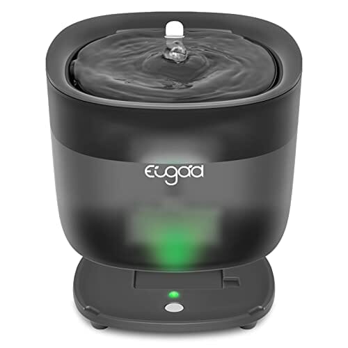 EUGAD Fontanna dla kota 2L bezprzewodowa pompa, fontanna do picia dla kotów, psów, fontanna z ostrzeżeniem LED o niskim poziomie wody, fontanna do picia dla kotów z filtrami 4, tryby odprowadzania wody 2, tworzywo ABS bez BPA