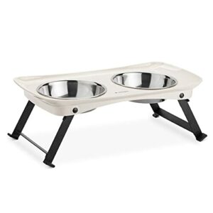 Navaris Karmnik dla kotów i małych psów – zestaw 2 misek na karmę składany, możliwość podwyższenia psa, kota – miska dla psów, stojak z regulacją wysokości