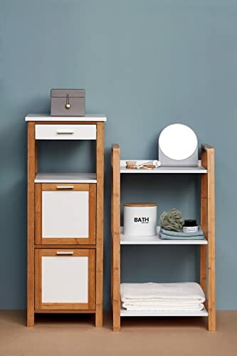 WENKO Bagażnik łazienkowy Gara z pokrywką biały - pudełko do przechowy - obrazek 3