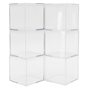6 Zestaw Małe Przezroczyste Akrylowe Pudełko do Przechowywania Przezroczysta Plastikowa Kwadratowa Kostka z Oddzielną Pokrywką Pudełko na Cukierki Ciasteczka Pudełko do Pakowania Prezentów ślub