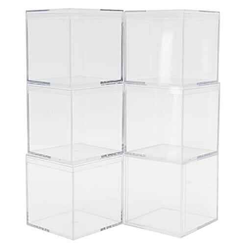 6 Zestaw Małe Przezroczyste Akrylowe Pudełko do Przechowywania Przezroczysta Plastikowa Kwadratowa Kostka z Oddzielną Pokrywką Pudełko na Cukierki Ciasteczka Pudełko do Pakowania Prezentów ślub