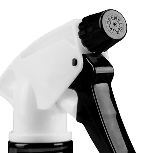 Relaxdays Butelka z rozpylaczem, zestaw 3 sztuk, regulowana dysza, 1 litr, ze skalą, tworzywo sztuczne, spryskiwacz do kwiatów, biało-czarny - obrazek 3