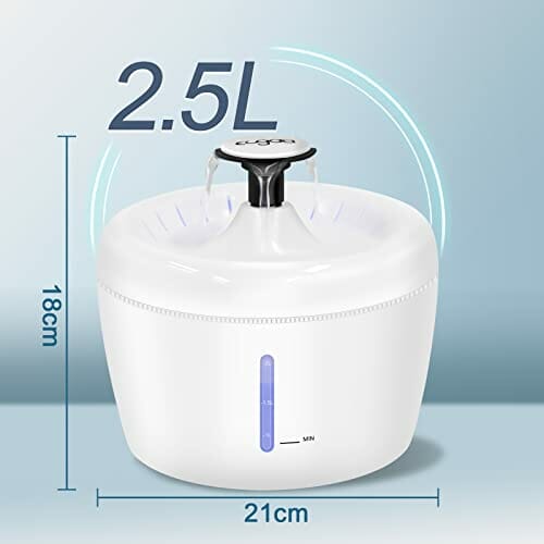 EUGAD fontanna dla kotów, psów, fontanna wodna 2,5 l, z diodą LED, ostrzeżenie o braku wody, czterokrotne filtrowanie, ultralekka, 2 tryby rozpylania wody, wykonana z polipropylenu, biała - obrazek 3