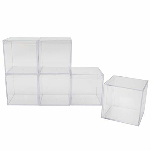 6 Zestaw Małe Przezroczyste Akrylowe Pudełko do Przechowywania Przezroczysta Plastikowa Kwadratowa Kostka z Oddzielną Pokrywką Pudełko na Cukierki Ciasteczka Pudełko do Pakowania Prezentów ślub - obrazek 4