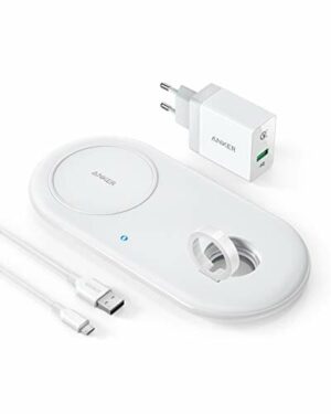 Anker PowerWave+ ładowarka ze stacją dokującą do smartwatchów i telefonów iPhone, certyfikat Qi, kompatybilna z zegarkami Apple Watch serii 4/3/2, szybkie ładowanie z iPhone XS / XS Max / XR / X / 8 Plus