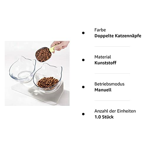 Podwyższona miska dla kota ze stojakiem, przechylane miski dla kotów dla kociąt podwyższona miska dla kota przeciw wymiotom podwójne miski dla kota plastikowa przezroczysta miska do karmienia kota - obrazek 2