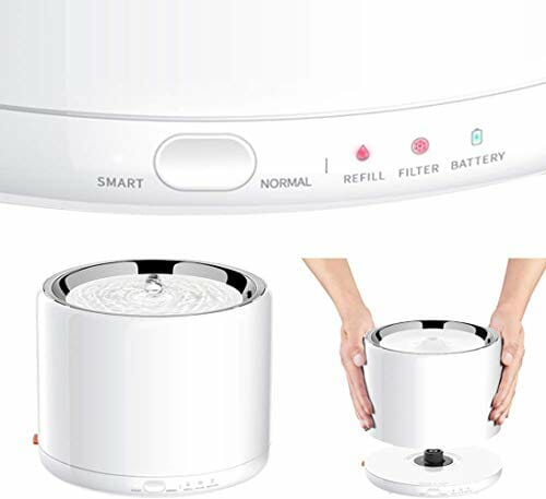 PETKIT Fontanna do picia ze stali nierdzewnej, inteligentny dozownik dla psów, wbudowane oświetlenie LED, cicha pompa, rezerwowy akumulator, fontanna do picia dla kotów - obrazek 4