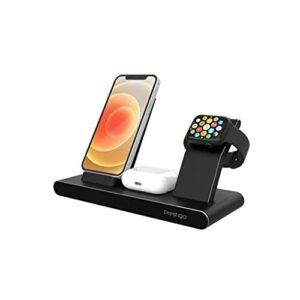 PRESTIGIO Revolt A7 – bezprzewodowa ładowarka – stacja ładująca o łącznej mocy 17,5 W – może jednocześnie ładować 3 urządzenia – zapewnia szybkie doznania podczas ładowania – kompatybilna z Apple Watch – czarna