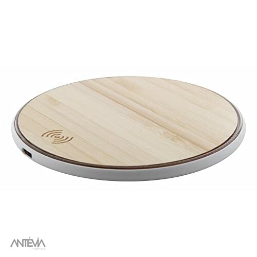 ANTEVIA - Bezprzewodowa uniwersalna ładowarka indukcyjna z drewnianą podstawą | Ponad 10 modeli | iPhone Samsung | Kolor: Beżowy (Nembar) - obrazek 4