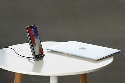 XLayer Bezprzewodowa ładowarka biurkowa 10 W, indukcyjna ładowarka, bezprzewodowa ładowarka do szybkiego ładowania, stacja ładująca Qi na biurko, pokrowiec z tkaniny, kolor jasnoszary - obrazek 2