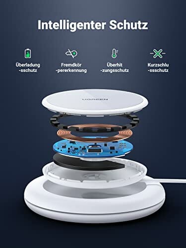 UGREEN Bezprzewodowa Ładowarka Magnetyczna 15W, Bezprzewodowa Ładowarka Qi, Indukcyjna Stacja Ładująca, Ładowarka Magnetyczna Kompatybilna z iPhone 13, 13 Pro, 13 Pro Max, 13 Mini, 12 Pro, 11, XS, S21 itp. - obrazek 2