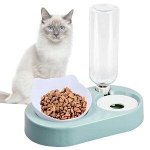 Pinsheng Miska dla kota, miska dla kota z dozownikiem wody, zestaw misek dla kota, z regulowanym nachyleniem 0-15°, automatyczna butelka na wodę, zdejmowana miska na karmę dla kotów i psów (zielona)