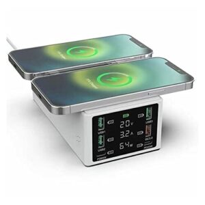 Stacja ładująca USB 150W Multi USB Bezprzewodowa ładowarka 4 Port USB Stacja ładująca Organizator QC 3.0 Szybka stacja dokująca do telefonu komórkowego, tabletu i innych do biura, szkoły i domu (Colo
