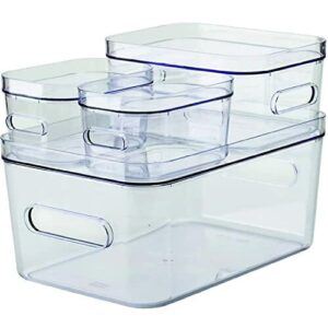 SmartStore Kompaktowe Pudełka z Pokrywka 4-Kawałek Set, Przezroczysty