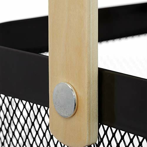 Relaxdays Kosz do Przechowywania, 70% Stal 30% Drewno, Czarny, 17,5 x 26 x 24,5 cm - obrazek 3