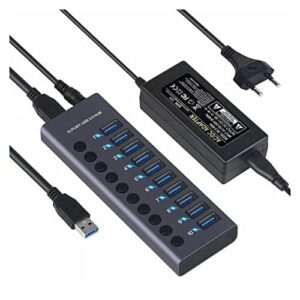 Stacja ładująca USB Metalowy koncentrator USB 3.0 Multi rozdzielacz USB 3 Hab użyj zasilacza wielokrotnego ekspandera 2.0 Hub z przełącznikiem USB wieloportowe ładowanie do akcesoriów do laptopa do bi