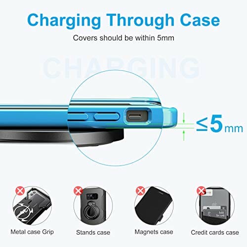 THREEKEY 2-pak bezprzewodowej ładowarki, 10 W Qi certyfikowana bezprzewodowa podkładka ładująca kompatybilna z iPhone 13/13 Pro/13 Pro Max/12/11/XS/8/Samsung Galaxy S21/S20/S10/S9/S8, Note 20/10/9/8 czarny/czarny (bez adaptera) - obrazek 3