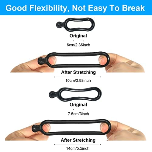 AOROPS Gumowy pierścień rowerowy ze stretchu, czarny, 30 sztuk, gumowa taśma do latarki rowerowej (15 dłuższych + 15 krótszych) - obrazek 4