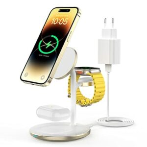 Indukcyjna stacja ładująca 3 w 1, bezprzewodowa stacja ładująca, kompatybilna z Mag Safe ładowarka do iPhone 14/12/11/Pro/Max, Apple Watch 7/6/5/4/3/2/SE, AirPods 3/2/Pro