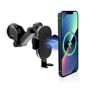 15W Bezprzewodowa Ładowarka Samochodowa, m MU Auto-Blokowanie Uchwyt Telefon Samochodowy, Bezprzewodowe Ładowanie Samochodowe dla iPhone 13/14/12 Pro, Uchwyt Smartphone dla Samsung i Innych