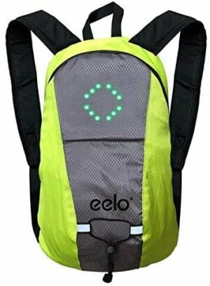 eelo Cyglo Safety Backpack For Cycling With Rear LED Signal Indicators. Reflective Rucksack with Flashing Direction Lights. Queen's Award Winner - Green (Lite)