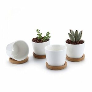 T4U doniczka ceramiczna biała okrągła z podstawką, doniczka do roślin