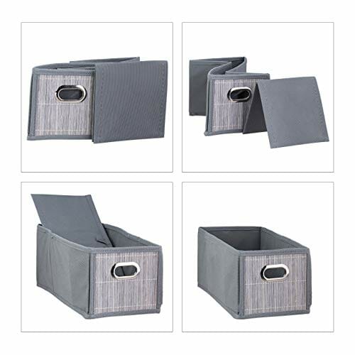 Relaxdays Bambusowy kosz do przechowywania, prostokątny, składany, wąs - obrazek 4