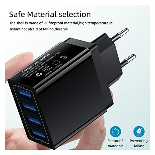 Stacja ładująca USB Uniwersalna 4-portowa ładowarka USB Travel 5V/5.1A Adapter do telefonu Inteligentna głowica ładująca Smart Phone Szybka ładowarka USB do biura, szkoły i domu (Color : Nero, Size - obrazek 4
