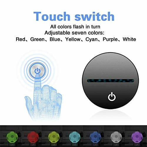 Lampa 3D z iluzją piłkarską, lampka nocna 3D dla chłopców dziewcząt lampa biurkowa, 7 zmieniających się kolorów, dekoracja domu, akrylowa LED, sztuka rzeźba, światła z pilotem zdalnego sterowania, idealne prezenty na urodziny festiwal - obrazek 7