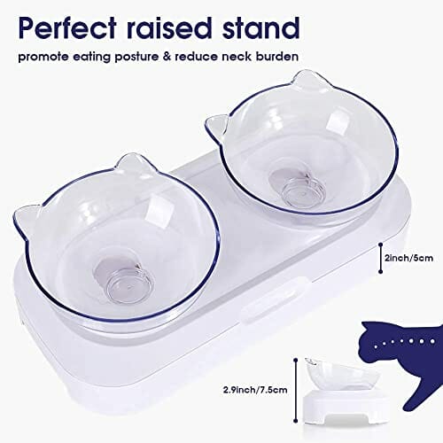 YOUTHINK Miska na karmę dla kota podniesiona miska na karmę podwójna miska na karmę ze stojakiem idealna dla kotów i małych psów, miska dla kotów - obrazek 2