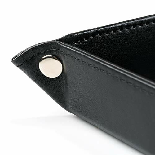 Tompig Skórzana taca, mała skórzana podajnik łapacz zatrzask biżuteria taca przy łóżku taca do przechowywania na drobne klucze, mały pojemnik do przechowywania przy łóżku - obrazek 4