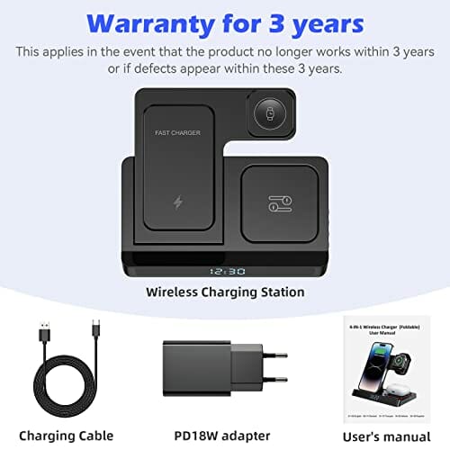 Bezprzewodowa ładowarka 3 w 1, 18 W, składana, indukcyjna stacja ładująca, bezprzewodowa ładowarka do iPhone 14, 13, 12, 11 Pro Max/Se 3/Xs/Xr/X/8+, Galaxy S22 S21/S20, do Apple Watch 7/6/Se/5/4/3/2/1, do Airpods Pro/2/3 - obrazek 2