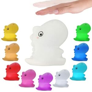 Pauleen 48236 Night Dino lampka nocna dla dzieci z akumulatorem, lampa do pokoju dziecięcego, ze zmianą koloru, wykonana z silikonu wolnego od BPA
