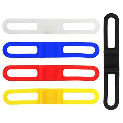 Zestaw 5 silikonowych pasków rowerowych Elastyczny uchwyt na kierownicę Elastyczny uchwyt na latarkę Piękny i trwały do stopera, telefonu komórkowego, czajnika, latarki, głośnika (pięć kolorów)