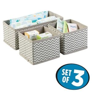 mDesign Stylowe pojemniki na zabawki – Materiałowe koszyki do przechowywania – Pudełka do przechowywania dla dzieci w 2 rozmiarach – 3-pack – Brązowoszary