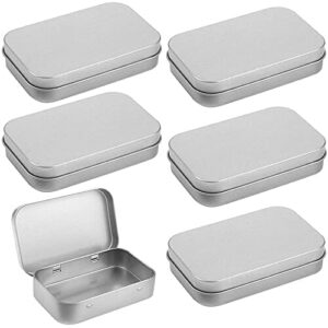 YAVO-EU Prostokątne metalowe puszki, 6 sztuk, metalowe puszki z pokrywką na zawiasach, mini metalowe pudełko, małe metalowe pudełko, na przyprawy, koraliki, monety, biżuterię