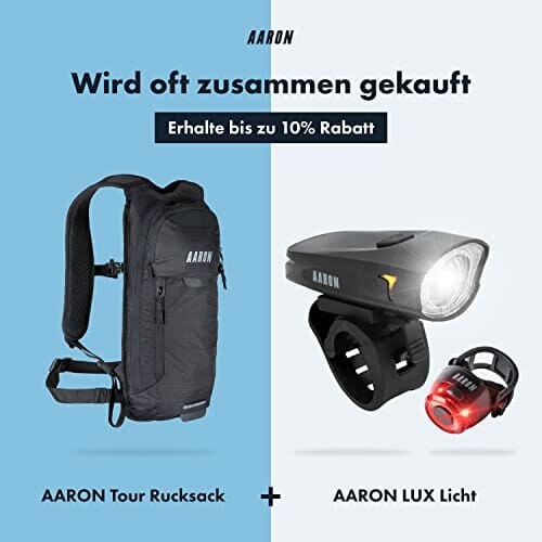 AARON Plecak rowerowy i plecak narciarski, wodoszczelny, z ochroną przeciwdeszczową, ergonomiczna wyściółka na plecach dla kobiet i mężczyzn, plecak rowerowy MTB, czarny - obrazek 4