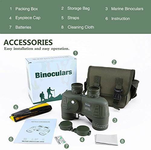 Lornetka morska, 10 x 50, wodoszczelna, odporna na mgły, obiektyw BAK4 - obrazek 3