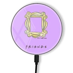 ERT GROUP Oryginalna i oficjalnie licencjonowana przez Friends ładowarka indukcyjna, wzór Friends 006, szklana bezprzewodowa stacja ładująca, kabel Micro USB 1 metr 10W