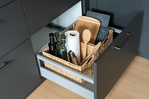 Decorasian pleciony kosz do przechowywania, z hiacyntu wodnego, prostokątny kosz z trawy morskiej - 2 sztuki w zestawie - obrazek 3