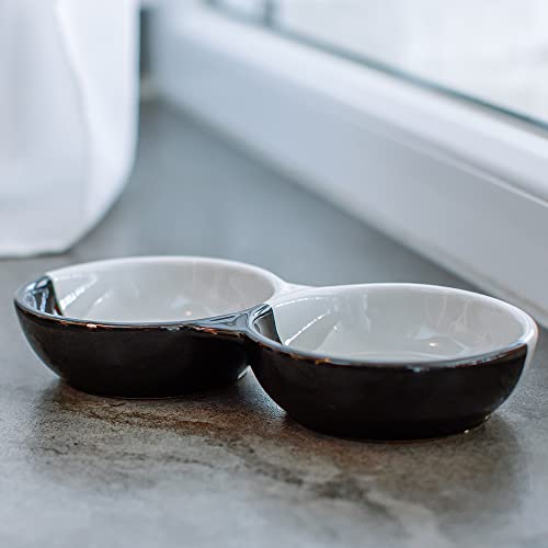 Nobby Kocia ceramika podwójna miska "FACE" czarna/biała 22 x 11,5 x 3, - obrazek 2