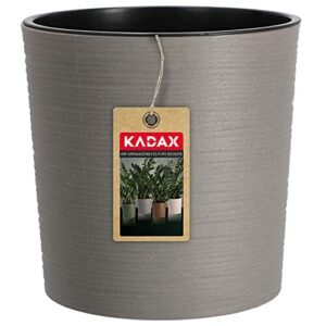 KADAX Doniczka z drewnianymi wiórami, elegancka ozdobna doniczka z wkładką, doniczka, donica ogrodowa, donica na kwiaty, ochrona doniczki do salonu, biura (⌀ 19 cm, szara)